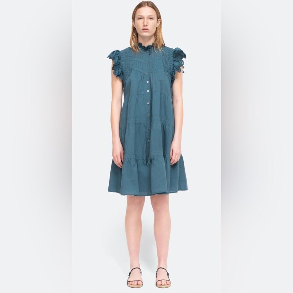 Sea New York Blue Ruffle Sleeve Dress